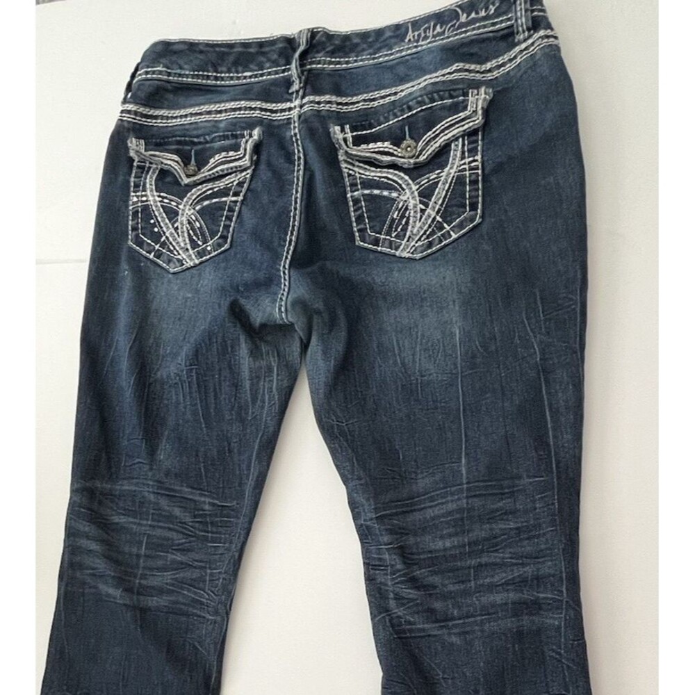 Ariya Jeans 13/14 Low Rise Bootcut Embroidered Denim Y2K Grunge Distressed - Picture 3 of 16